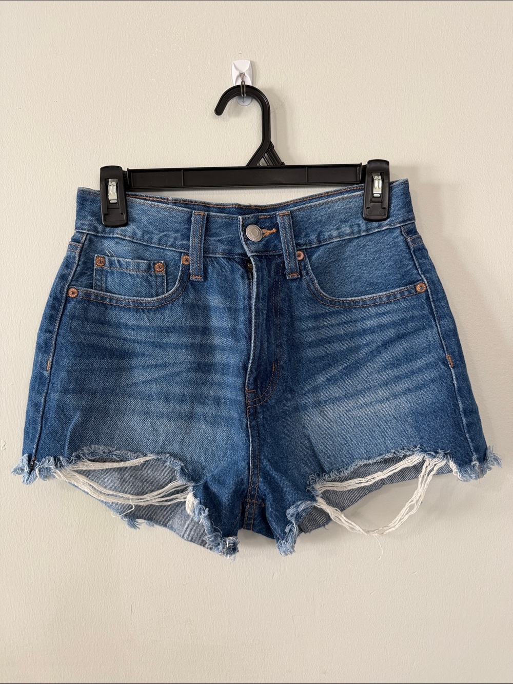Aeropostale Blue Distressed High-Rise Denim Cutoff Shorts
